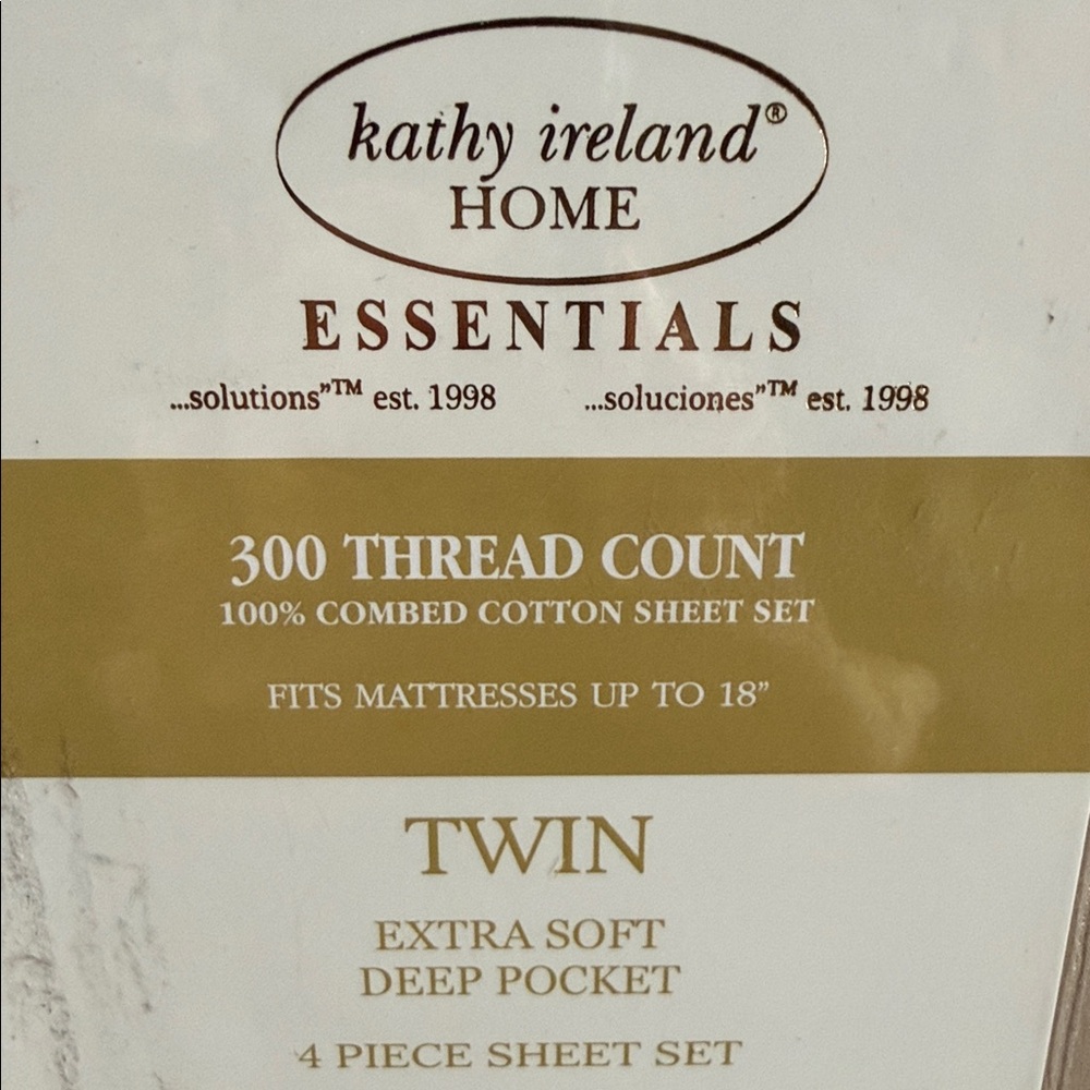 Kathy Ireland Home Essentials Twin Sheet Set in tan/beige. 300 Thread count. - Picture 14 of 14